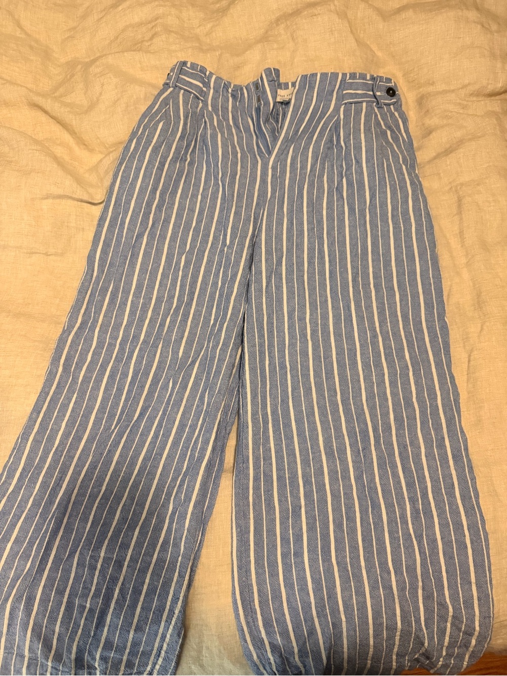 Women's Blue Striped Wide-Leg Pants